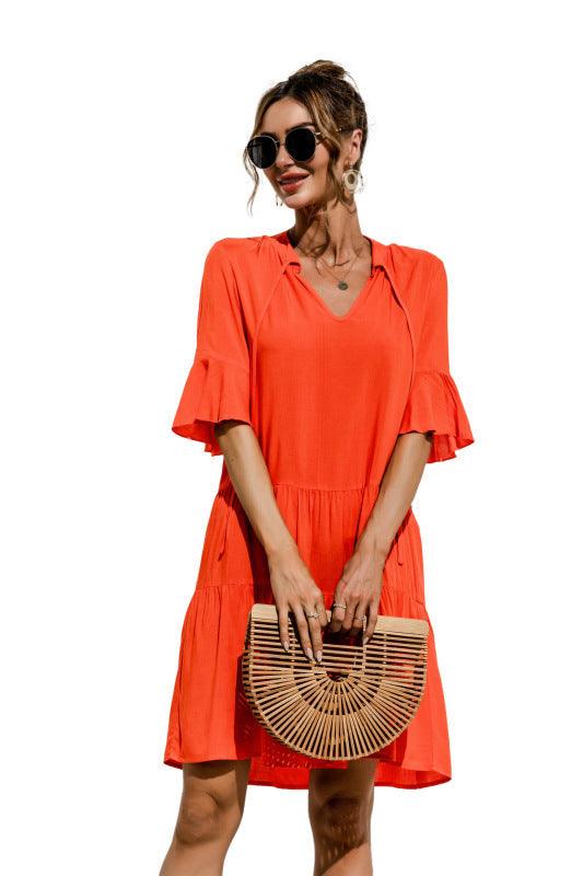 Robe Midi Décolleté en V Imprimé Floral pour Femmes