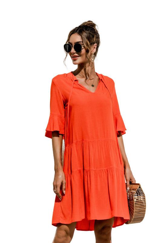 Robe Midi Décolleté en V Imprimé Floral pour Femmes