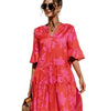 Robe Midi Décolleté en V Imprimé Floral pour Femmes