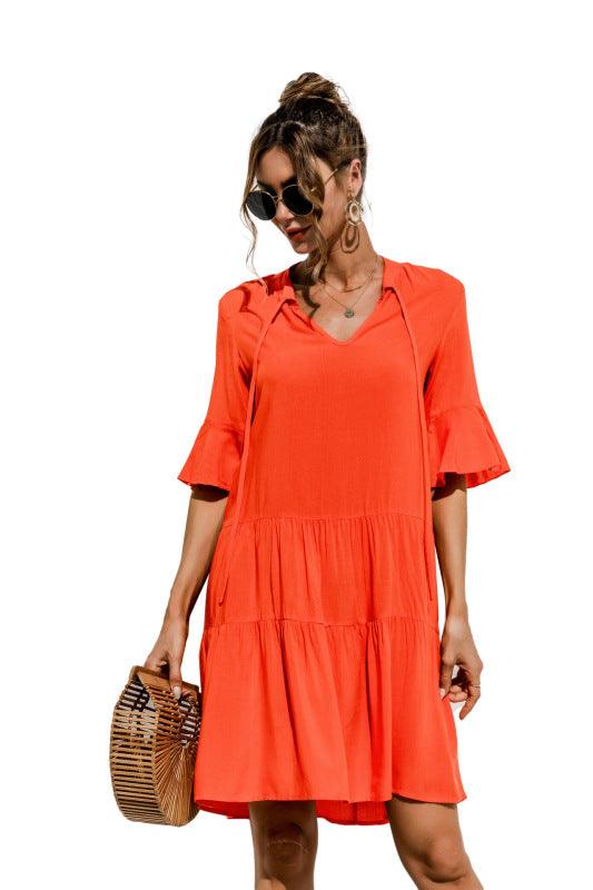 Robe Midi Décolleté en V Imprimé Floral pour Femmes