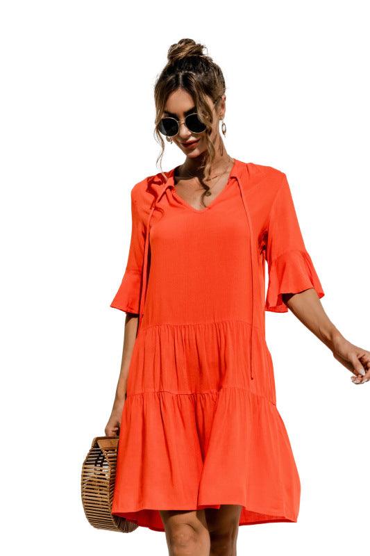 Robe Midi Décolleté en V Imprimé Floral pour Femmes