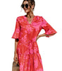 Robe Midi Décolleté en V Imprimé Floral pour Femmes