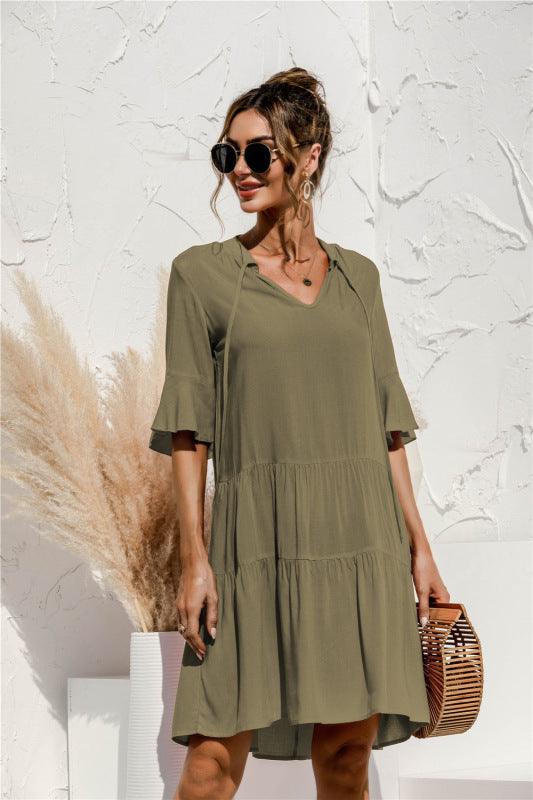 Robe Midi Décolleté en V Imprimé Floral pour Femmes