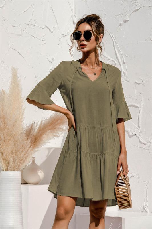 Robe Midi Décolleté en V Imprimé Floral pour Femmes