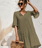 Robe Midi Décolleté en V Imprimé Floral pour Femmes