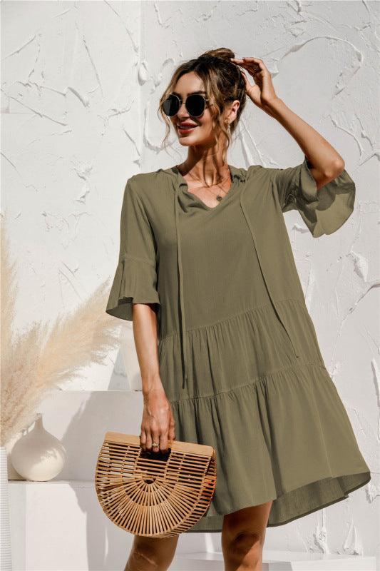 Robe Midi Décolleté en V Imprimé Floral pour Femmes