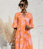 Robe Midi Décolleté en V Imprimé Floral pour Femmes