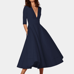Robe Midi Décolleté en V pour Femmes