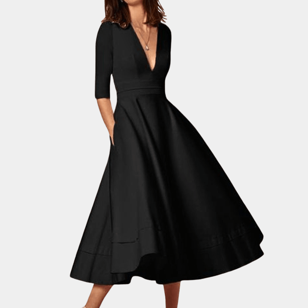 Robe Midi Décolleté en V pour Femmes