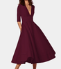 Robe Midi Décolleté en V pour Femmes