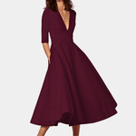 Robe Midi Décolleté en V pour Femmes