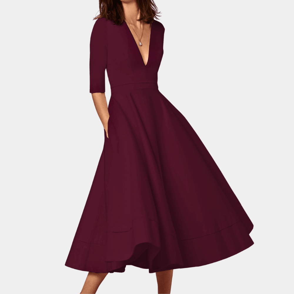 Robe Midi Décolleté en V pour Femmes