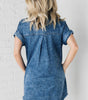 Robe en Denim Lavée avec Franges pour Femmes