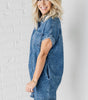 Robe en Denim Lavée avec Franges pour Femmes
