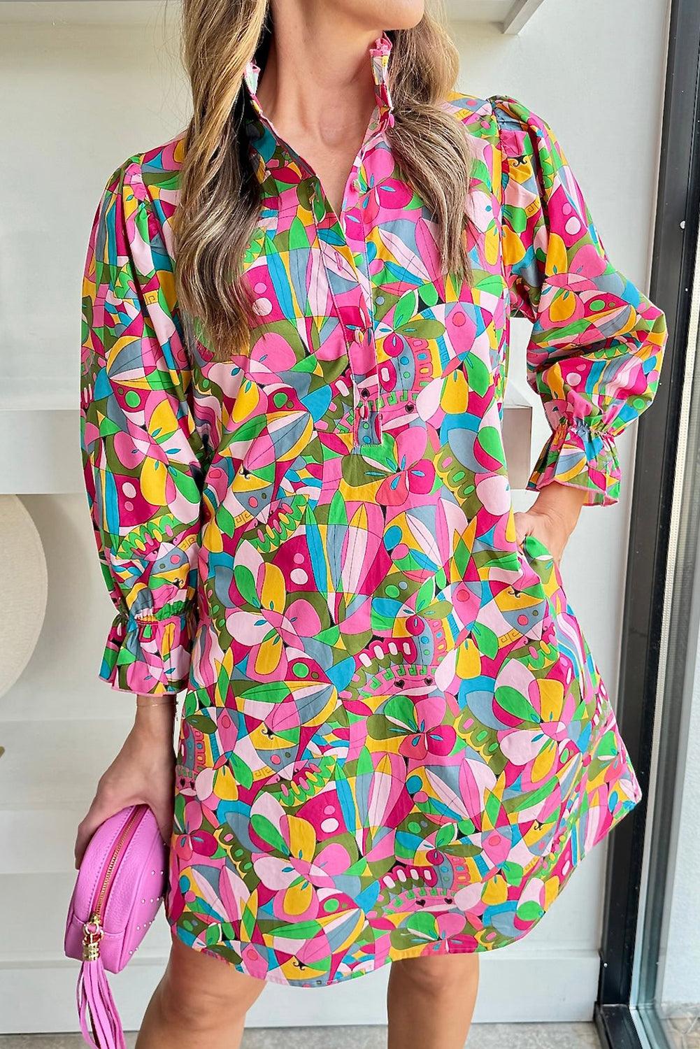 Robe Mini Imprimé Abstrait pour Femmes