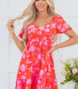 Robe Mini Imprimée Fleurs Volants pour Femmes