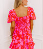 Robe Mini Imprimée Fleurs Volants pour Femmes
