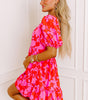 Robe Mini Imprimée Fleurs Volants pour Femmes