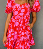 Robe Mini Imprimée Fleurs Volants pour Femmes