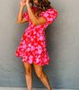 Robe Mini Imprimée Fleurs Volants pour Femmes