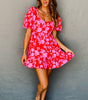 Robe Mini Imprimée Fleurs Volants pour Femmes