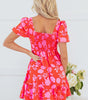 Robe Mini Imprimée Fleurs Volants pour Femmes