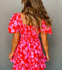 Robe Mini Imprimée Fleurs Volants pour Femmes