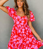 Robe Mini Imprimée Fleurs Volants pour Femmes