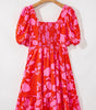 Robe Mini Imprimée Fleurs Volants pour Femmes