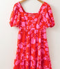 Robe Mini Imprimée Fleurs Volants pour Femmes