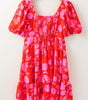 Robe Mini Imprimée Fleurs Volants pour Femmes