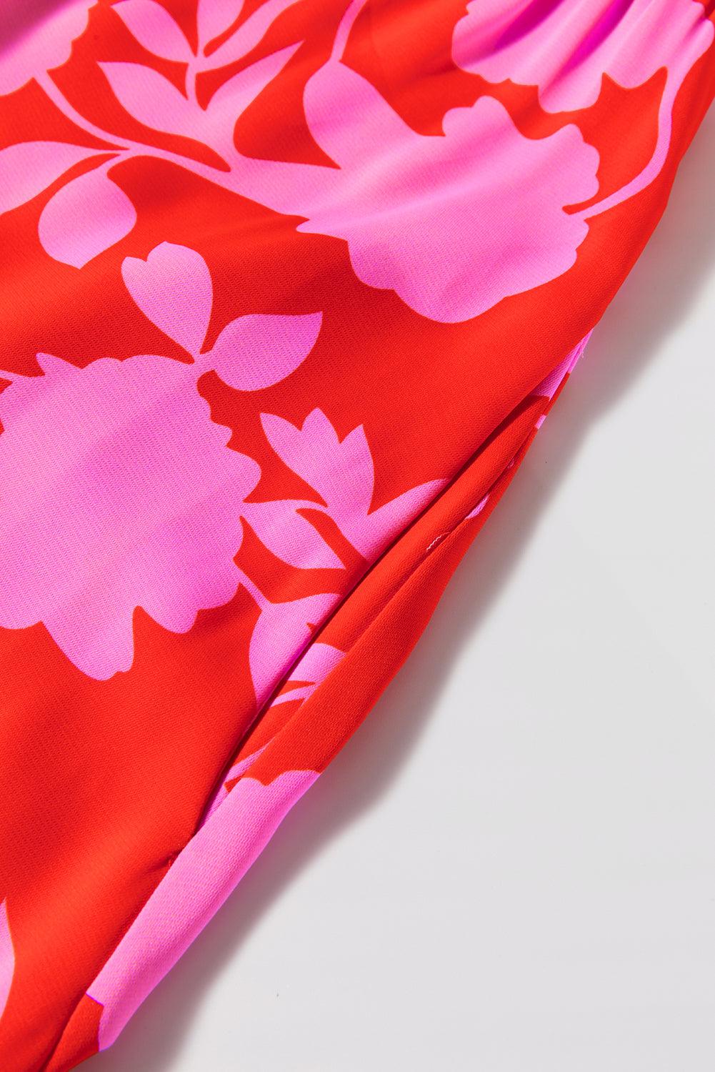 Robe Mini Imprimée Fleurs Volants pour Femmes