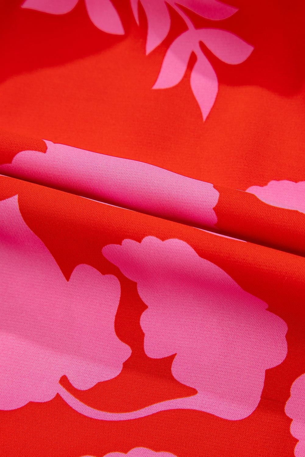 Robe Mini Imprimée Fleurs Volants pour Femmes