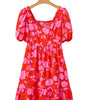 Robe Mini Imprimée Fleurs Volants pour Femmes