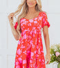 Robe Mini Imprimée Fleurs Volants pour Femmes
