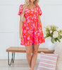 Robe Mini Imprimée Fleurs Volants pour Femmes