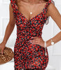 Robe Mini Imprimé Floral Volants pour Femmes