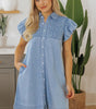 Robe Mini avec Manches Volantes pour Femmes