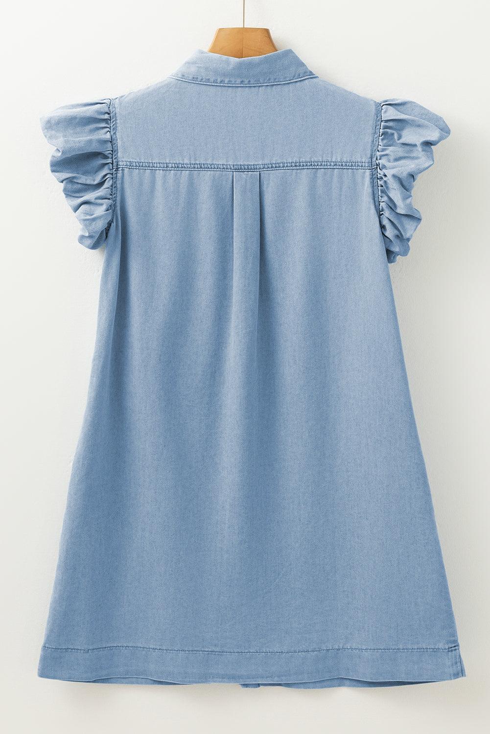 Robe Mini avec Manches Volantes pour Femmes