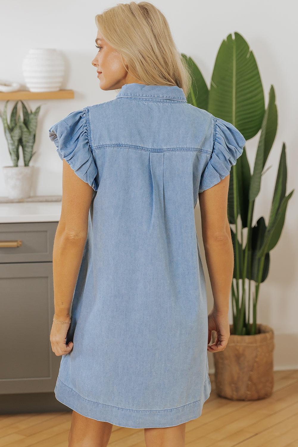 Robe Mini avec Manches Volantes pour Femmes