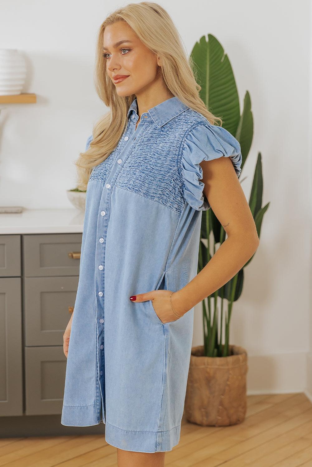 Robe Mini avec Manches Volantes pour Femmes