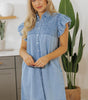 Robe Mini avec Manches Volantes pour Femmes