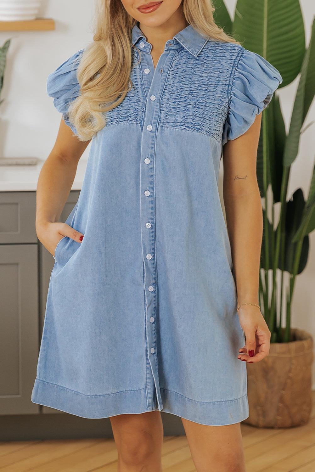 Robe Mini avec Manches Volantes pour Femmes