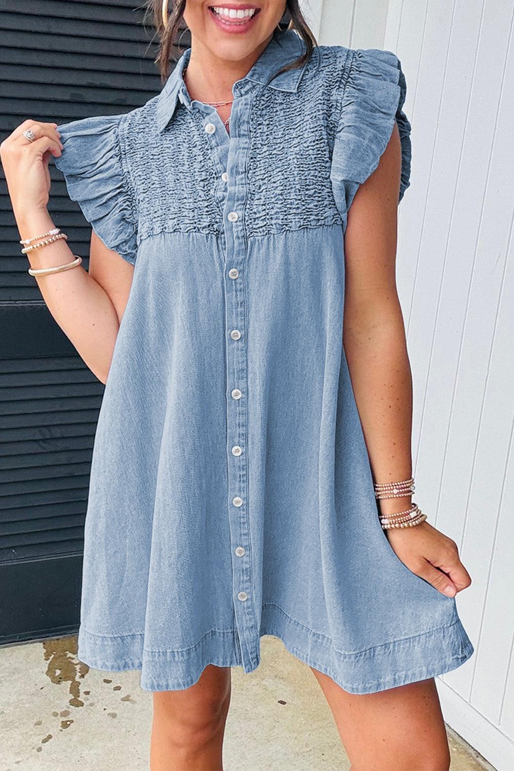 Robe Mini avec Manches Volantes pour Femmes