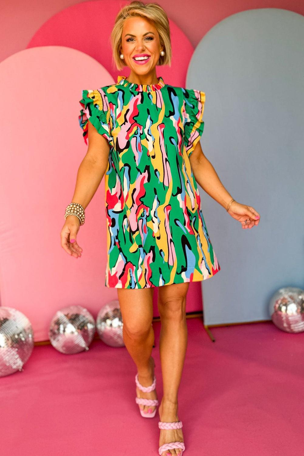 Robe Mini à Franges et Imprimé Abstrait pour Femmes