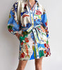 Robe Mini Imprimée avec Fermeture à Boutons pour Femmes