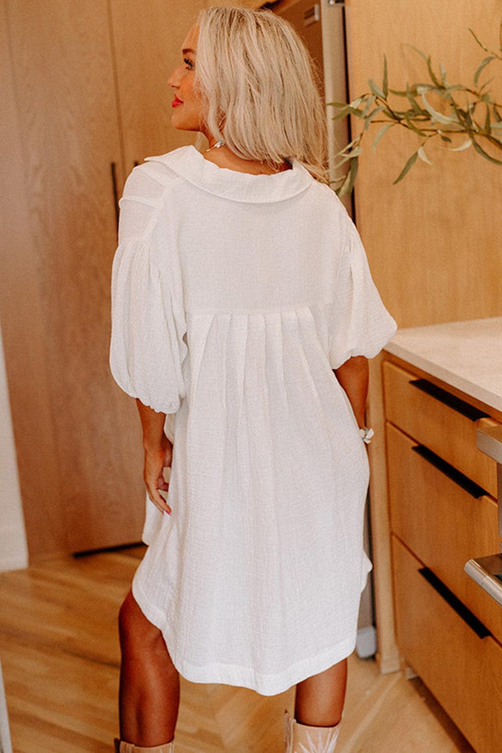 Robe Mini Élégante avec Manches Bouffantes pour Femmes
