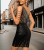 Robe Mini Paillettes Épaule Unique pour Femmes