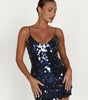 Robe Mini à Paillettes avec Bretelles Spaghetti pour Femmes