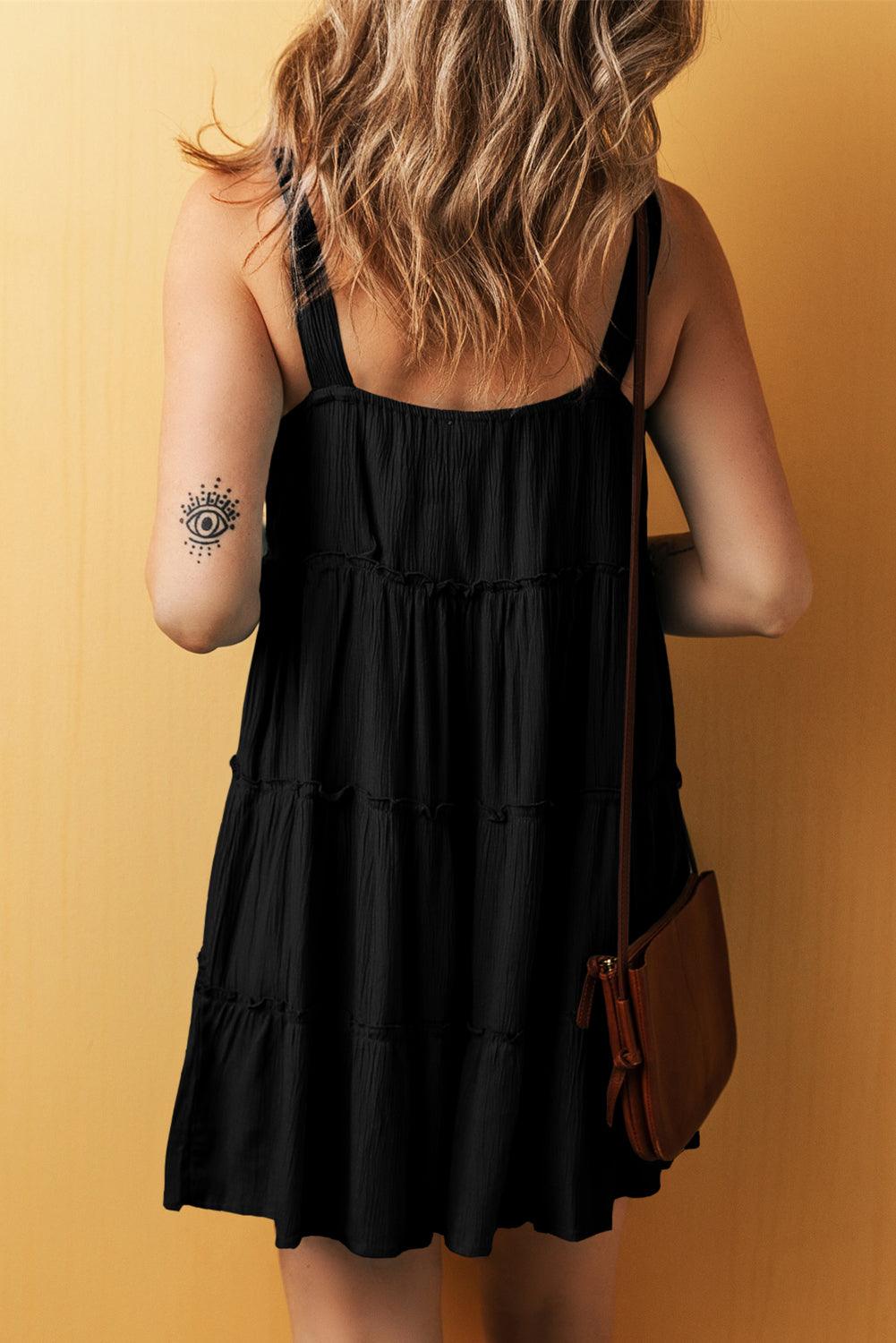 Robe Mini Élégante à Volants pour Femmes